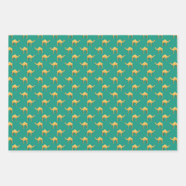 Camel Animal Pattern Green Inpakpapier Vel