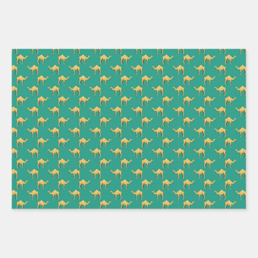 Camel Animal Pattern Green Inpakpapier Vel (Voorkant)