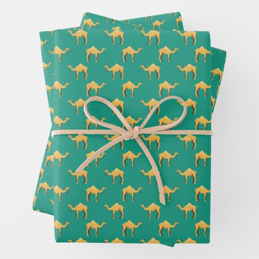 Camel Animal Pattern Green Inpakpapier Vel (In situ)