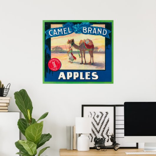 Camel Apple Label - staat Washington Poster (Thuiskantoor)