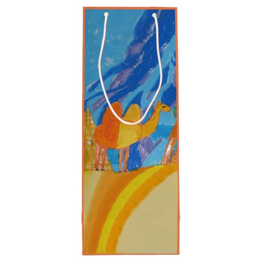 Camel Art van kinderen Wijn Cadeautas (Achterkant)