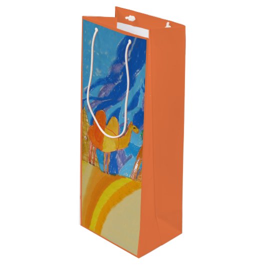 Camel Art van kinderen Wijn Cadeautas (Voorkant Gekanteld)