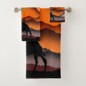 Camel at Sunrise Desert Bath Towel Set - Schildere Bad Handdoek (Insitu)