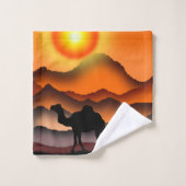 Camel at Sunrise Desert Bath Towel Set - Schildere Bad Handdoek (Wasdoekje)
