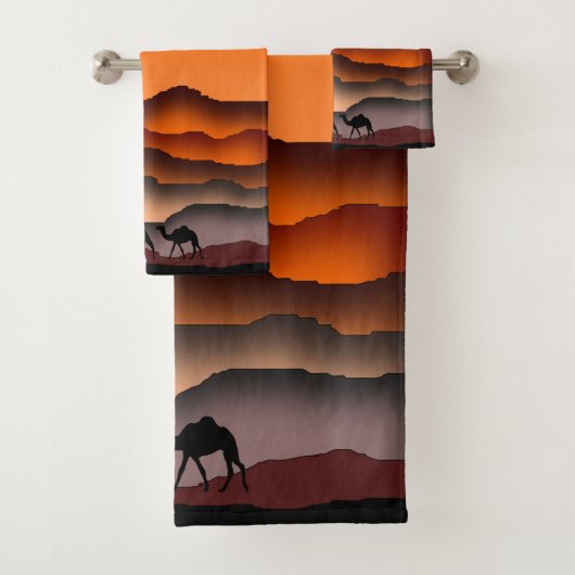 Camel badhanddoek set zonsondergang woestijn bad handdoek (Insitu)