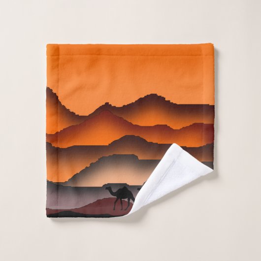 Camel badhanddoek set zonsondergang woestijn bad handdoek (Wasdoekje)