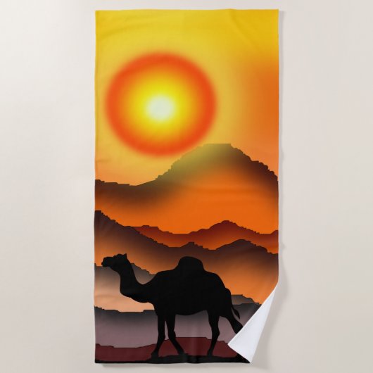 Camel Beach handdoek woestijn zonsondergang (Voorkant)