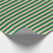 Camel Beige & Classic Groene Streep Cadeaupapier (Hoek)