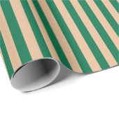 Camel Beige & Classic Groene Streep Cadeaupapier (Rol Hoek)