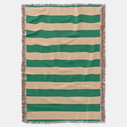 Camel Beige & Classic Groene Streep Deken (Voorkant Verticaal)