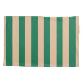 Camel Beige & Classic Groene Streep Kussensloop (Achterkant-Links)