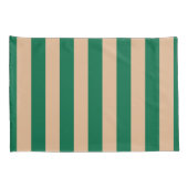 Camel Beige & Classic Groene Streep Kussensloop (Achterkant-Rechts)