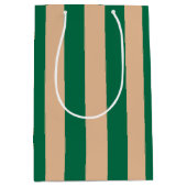 Camel Beige & Classic Groene Streep Medium Cadeauzakje (Voorkant)
