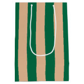 Camel Beige & Classic Groene Streep Medium Cadeauzakje (Achterkant)