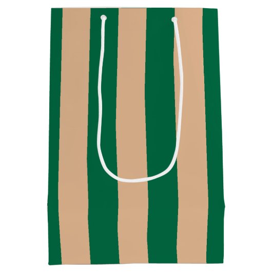Camel Beige & Classic Groene Streep Medium Cadeauzakje (Achterkant)