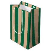 Camel Beige & Classic Groene Streep Medium Cadeauzakje (Achterkant Gekanteld)