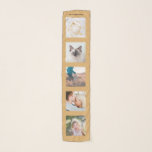 Camel Beige gepersonaliseerde naam 5 fotocollage Sjaal<br><div class="desc">Gepersonaliseerde familienaam 5 Fotocollage Sjaal Aangepaste foto's kameel beige sjabloon met gepersonaliseerde en unieke persoonlijke collage,  modern en cool afbeelding raster voor een prachtig familiegift idee.</div>