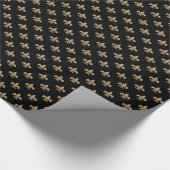 Camel Brown Fleur-de-lis op zwart Cadeaupapier (Hoek)