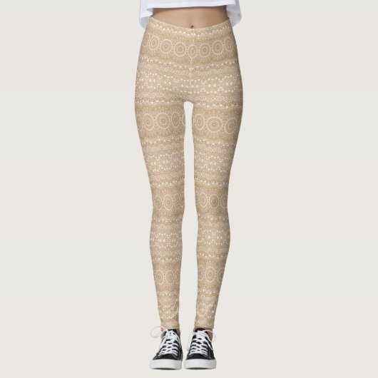 Camel Brown Mandala Patroon Ontwerp Leggings (Voorkant)