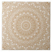 Camel Brown Mandala Patroon Ontwerp Tegeltje (Voorkant)