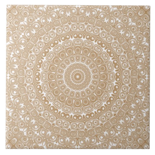 Camel Brown Mandala Patroon Ontwerp Tegeltje (Voorkant)