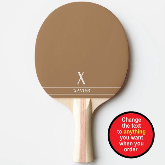 Camel Brown Monogrammed Ping Pong Paddle Tafeltennisbatje