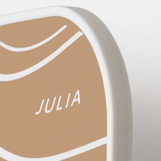 Camel Brown Wave Modern gepersonaliseerd Pickleball Paddle (Links Detail)