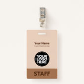 Camel Brown Werknemersnaam Business Logo Personeel Badge (Voorkant met clip)