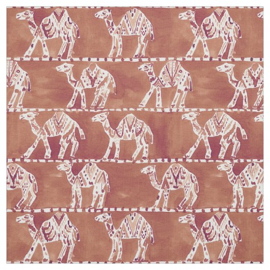 CAMEL CARAVAN Boho Waterverf Patroon Stof (Swatch)