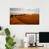 Camel caravan desert beautiful scenery poster (Thuiskantoor)