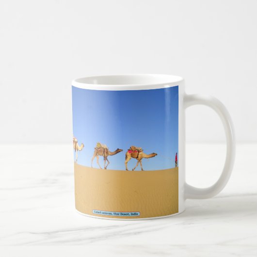 Camel caravan, Thar Desert, India Koffiemok (Rechts)