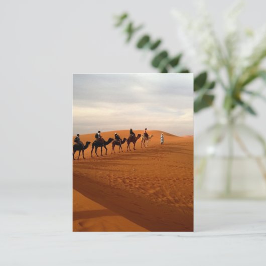 Camel caravan woestijn, prachtig landschap briefkaart (Staand voorkant)