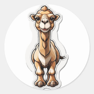 Camel Cartoon Sticker: Eigenzinnig woestijndier Ronde Sticker