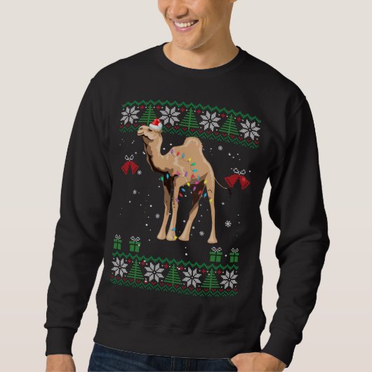 Camel Christmas Sweater Trees Lights Ornament kwam (Voorkant)
