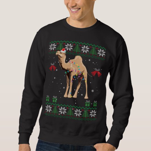 Camel Christmas Sweater Trees Lights Ornament kwam (Voorkant)