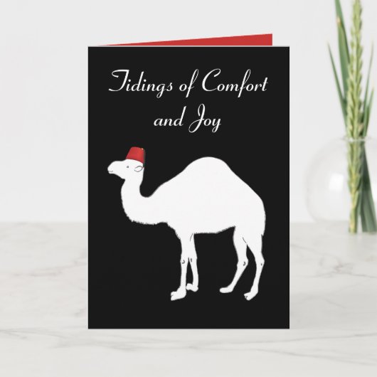 Camel Comfort en Joy Christmas Kaart (Voorkant)