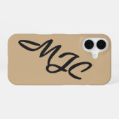 Camel Custom Monogram iPhone 16 Hoesje (Achterkant horizontaal)