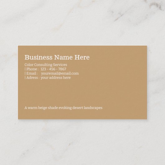 Camel | "Desert Elegance" Visitekaartje (Achterkant)