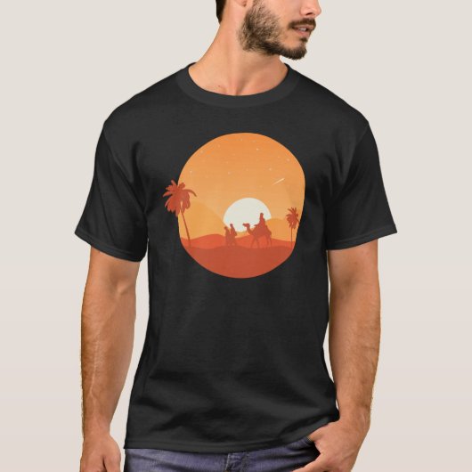 Camel Desert Sunset  Oasis Morocco T-shirt (Voorkant)