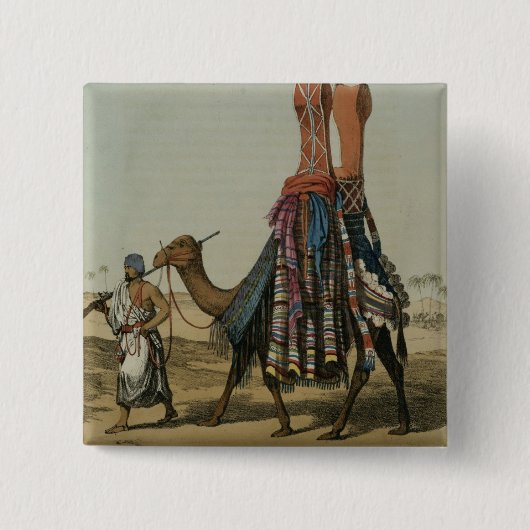Camel die een Bride naar haar man stuurt, gegravee Vierkante Button 5,1 Cm (Voorkant)