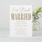 Camel Eat, Drink & getrouwd | Huwelijksuitnodiging Kaart (Staand voorkant)