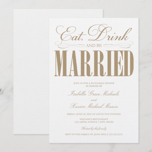 Camel Eat, Drink & getrouwd | repetitie diner Kaart (Voorkant / Achterkant)