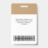 Camel Employee Photo, streepjescode, Logo, naambad Badge (Achterkant)