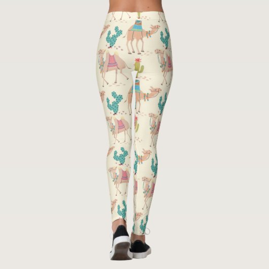 Camel- en Cactus-patroon Leggings (Achterkant)