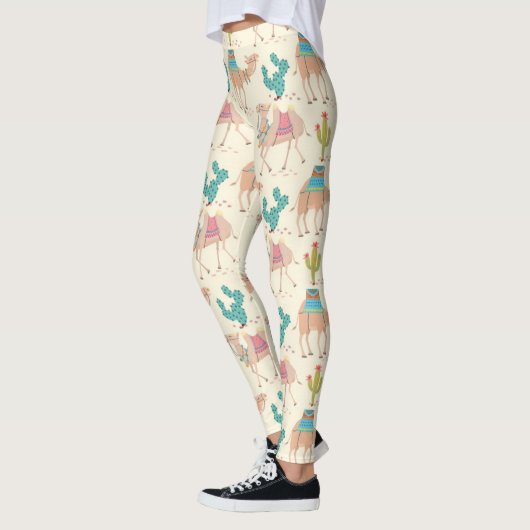 Camel- en Cactus-patroon Leggings (Links)