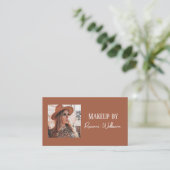Camel en witte script make-up aanpasbare QR-code Visitekaartje (Staand voorkant)