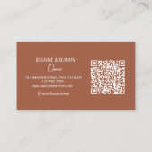Camel en witte script make-up aanpasbare QR-code Visitekaartje (Achterkant)