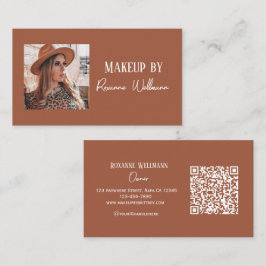 Camel en witte script make-up aanpasbare QR-code Visitekaartje