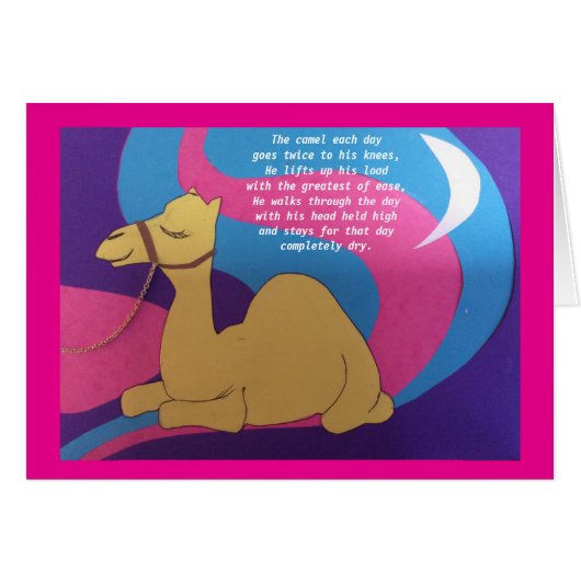 Camel gedicht groetenkaart. (Voorkant Horizontaal)