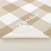 Camel Gingham Pattern Monogram Naam Sherpa Deken (3/4)